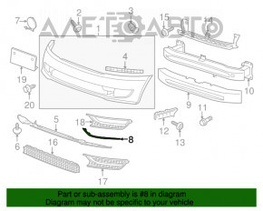 Grila cromata pentru bara de protectie fata dreapta VW Passat b7 12-15 SUA noua OEM originală