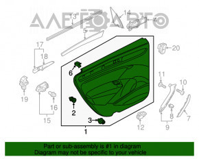 Capacul usii spate dreapta VW Passat b8 16-19 SUA negru cu insertie gri inchis sub forma de lemn, zgarieturi.