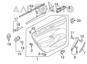 Capacul usii spate dreapta VW Passat b8 16-19 SUA negru cu insertie gri inchis sub forma de lemn, zgarieturi.