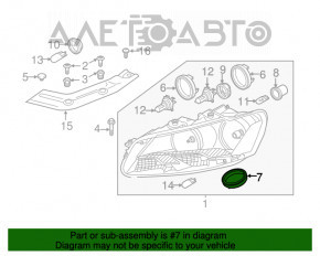 Крышка лампы фары VW Passat b7 12-15 USA- нижняя