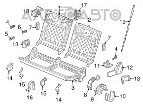 Mufa pentru glisiera al 3-lea rând de scaune stânga VW Tiguan 18- negru nou original OEM