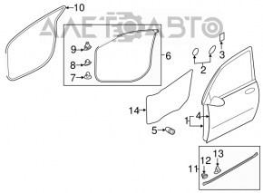 Ușă asamblată față stânga Mitsubishi Outlander 16-21 restilizat albastru D14, defect la capac