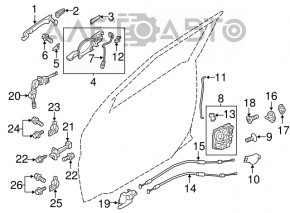 Buclele ușii din spate stânga jos Mitsubishi Outlander 14-21, noi, originale OEM.