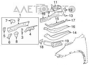 Bara de protecție a aripioarei stângi pentru Toyota Highlander 14-19