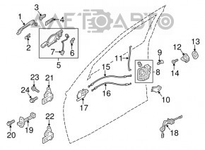 Механизм ручки двери передней правой Mitsubishi Outlander Sport ASX 10- keyless