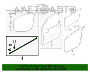 Garnitură ușă față stânga Mitsubishi Outlander Sport ASX 10- inferioară