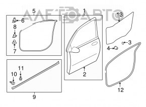 Garnitura portiera fata stanga Mitsubishi Outlander Sport ASX 10 - inferior nou original OEM