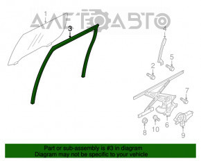 Уплотнитель стекла задний правый Mitsubishi Outlander Sport ASX 10-
