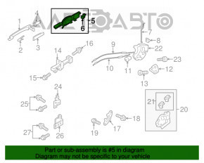 Mecanismul manetei ușii din spate stânga Mitsubishi Outlander 14-21