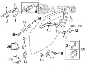 Manerul exterior al manetei din spate stânga Mitsubishi Outlander Sport ASX 10-