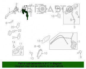 Burlanul ușii din față stânga a Subaru B9 Tribeca cu cheie