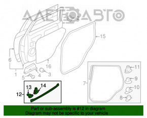 Garnitură ușă spate dreapta Mitsubishi Outlander 14-21 inferioară