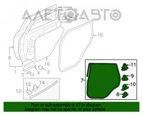 Уплотнитель двери задней левой Mitsubishi Outlander Sport ASX 10-