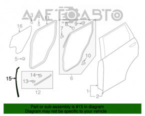 Garnitură ușă spate dreapta Mitsubishi Outlander 14-21 față