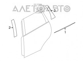 Garnitură ușă-sticlă spate centrală stânga Mitsubishi Outlander Sport ASX 10- negru nou OEM original