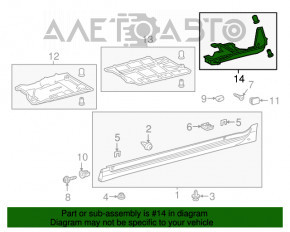 Protecția fundului partea din spate a șasiului dreapta Lexus CT200h 11-17 este lovită