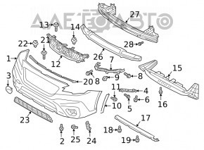 Suportul de prindere a bara de protectie fata sub farul stang al Subaru Outback 20-