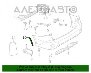 Capacul aripii spate dreapta a Subaru Outback 20- pe bara de protecție