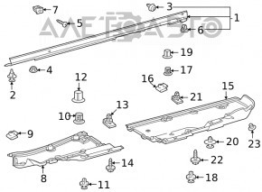 Protecția fundului dreapta Toyota Highlander 20-22 3.5 uzată, rupturi.