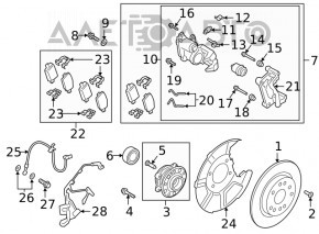 Capacul discului de frână din spate dreapta Hyundai Santa FE 19-20 AWD