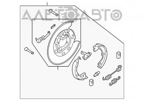 Mecanismul frânei de mână din spatele stâng al Hyundai Tucson 16-18, versiunea AWD.