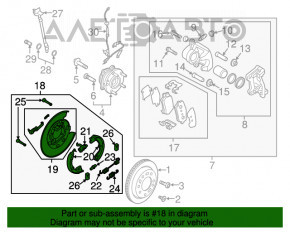 Mecanismul frânei de mână din spatele stâng al Hyundai Tucson 16-18, versiunea AWD.