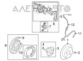 Capacul discului de frână din spate, stânga, Hyundai Sonata 11-15