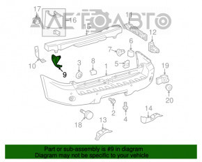 Suportul de bara spate dreapta exterior pentru Toyota Sequoia 08-16 spate.