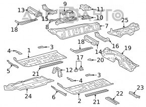 Защита днища задняя правая Toyota Camry v70 18- 2.5, 3.5