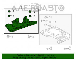 Protecția podelei din spatele stâng al Toyota Camry v70 18 este ștearsă, cu o crăpătură.