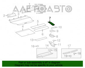 Capacul buzunarului portbagajului dreapta Toyota Highlander 08-13 negru, pentru curățare