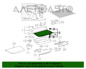 Capacul portbagajului din spate al Toyota Prius 2004-2009, bej