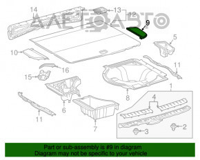 Пол багажника правый Lexus RX350 RX450h 16-22 черный