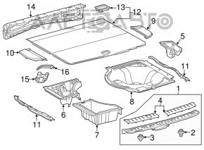 Пол багажника правый Lexus RX350 RX450h 16-22 черный