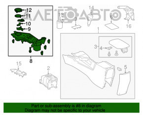 Capacul consolei centrale cu suporturi pentru pahare Toyota Rav4 13-15 negru