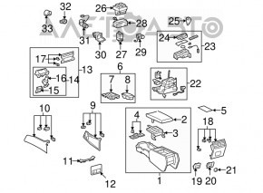 Consola centrală cu cotieră pentru Lexus LS460 LS600h 07-09, neagră.