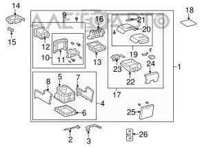 Consola centrală cu cotieră pentru Toyota Sequoia 08-16 din piele gri închis, cu suporturi și mânere, zgârieturi.