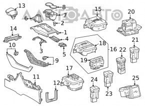 Capacul consolei centrale Toyota Highlander 20-22 din lemn