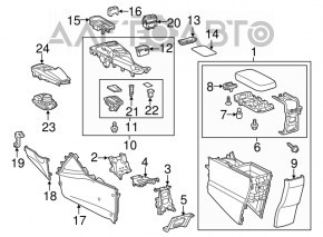 Consola centrală cu cotieră și suporturi pentru pahare pentru Lexus CT200h 14-17 restilizat