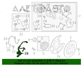 Senzorul ABS din spatele stâng al Hyundai Santa FE 19-20 AWD