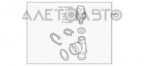 Flanșa sistemului de răcire față dreapta VW Passat b8 16-19 USA 1.8, cu senzor, inferioară