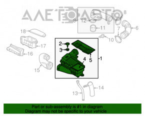 Carcasa filtrului de aer VW Passat b8 16-19 USA 1.8 sub suportul USR este sparta