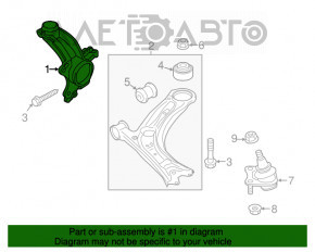 Цапфа передняя правая VW Jetta 11-18 USA с кожухом