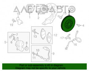 Placă de frână față stânga VW Jetta 11-18 SUA 280mm, 22mm