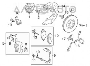 Placă de frână față dreapta VW Jetta 11-18 SUA 288/24mm ruginită