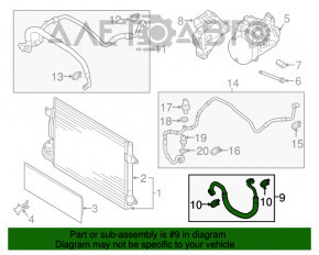 Bobina de condensare a compresorului de aer condiționat VW Jetta 13-16 SUA 1.4T hibrid