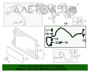 Трубка кондиционера печка-конденсер VW Passat b8 16-19 USA 1.8T