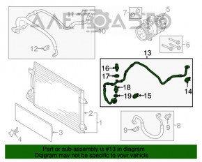 Tubul de aer condiționat încălzitor-condensator VW Jetta 11-18 SUA 1.4T