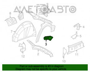 Suport aripi spate dreapta VW Beetle 12-19