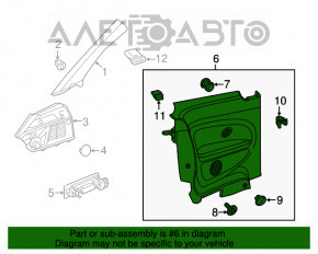 Cartela din spate stânga VW Beetle 12-19, material textil negru, structură